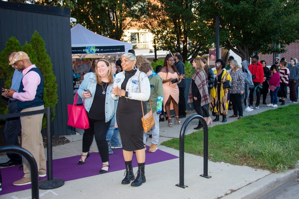Crowd forming in line for event